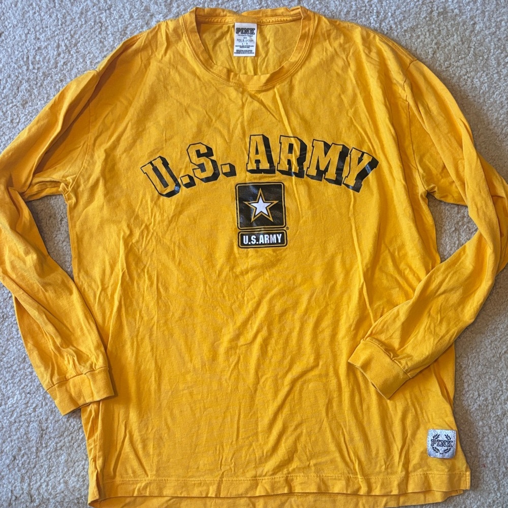 PINK- U.S. Army Yellow Long-Sleeve Graphic Shirt